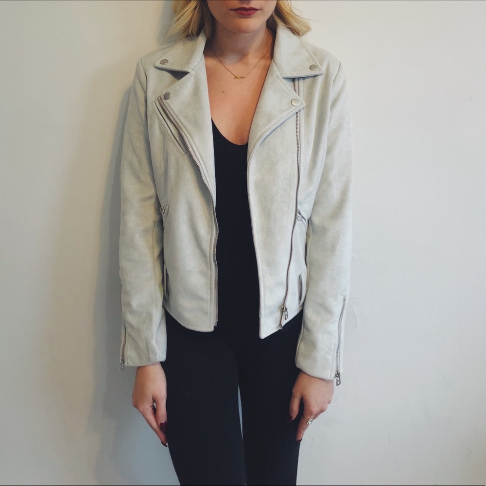 Suede Gray Moto Jacket